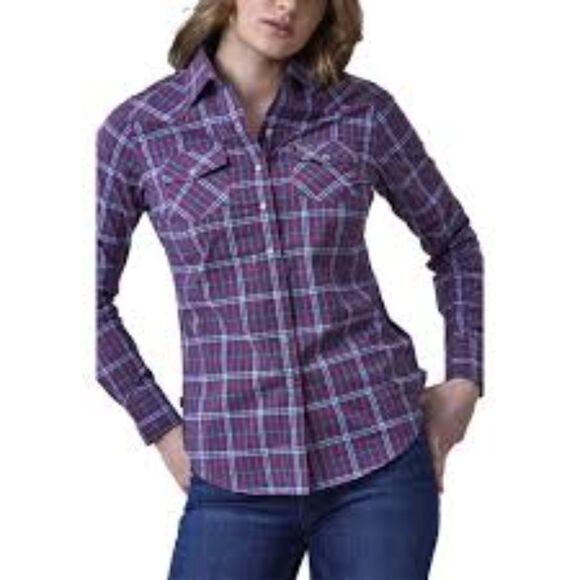 Hollister Tops - Y2K Hollister Purple Plaid Western Pearl Snap Shirt XL 21x27 Vintage Inspired